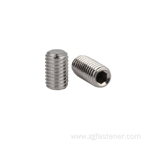 Stainless steel set screws with flat point